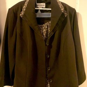 Danny&Nicole NY. Washable work suit. Blazer, long skirt. Sz L. Brown